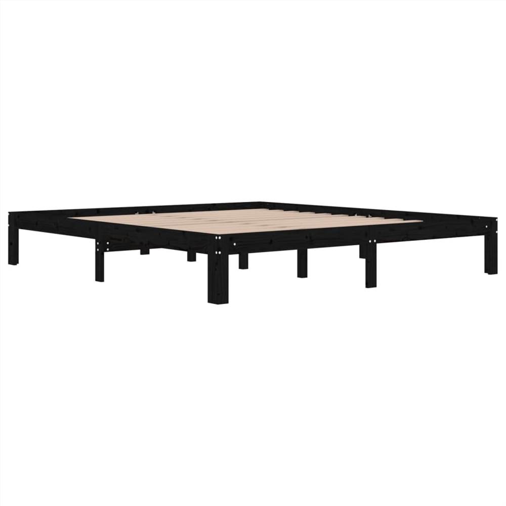 Bed Frame Black Solid Wood 180x200 cm 6FT Super King