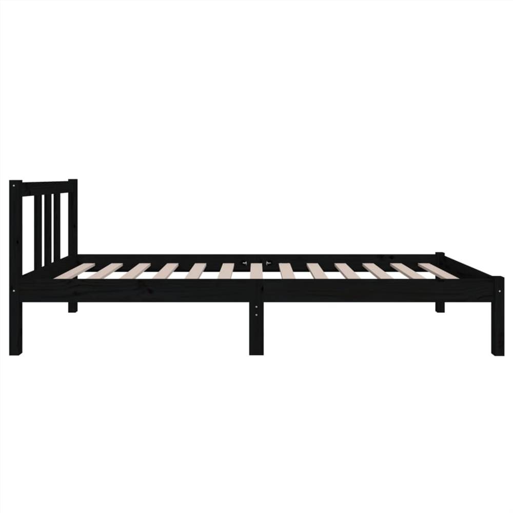 Bed Frame Black Solid Wood 75x190 cm 2FT6 Small Single