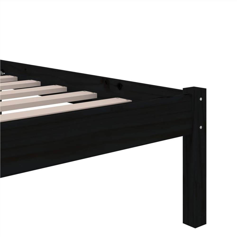 Bed Frame Black Solid Wood 75x190 cm 2FT6 Small Single