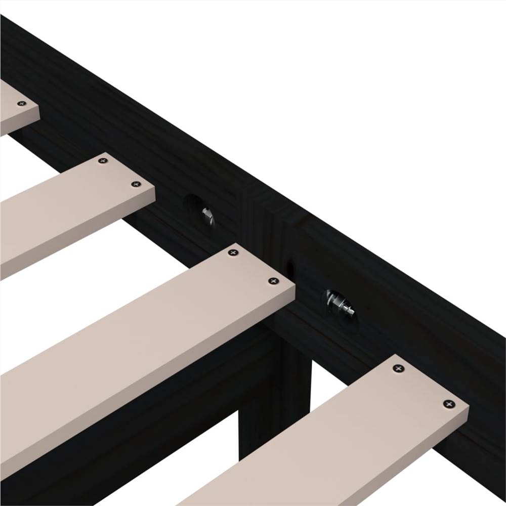 Bed Frame Black Solid Wood 75x190 cm 2FT6 Small Single
