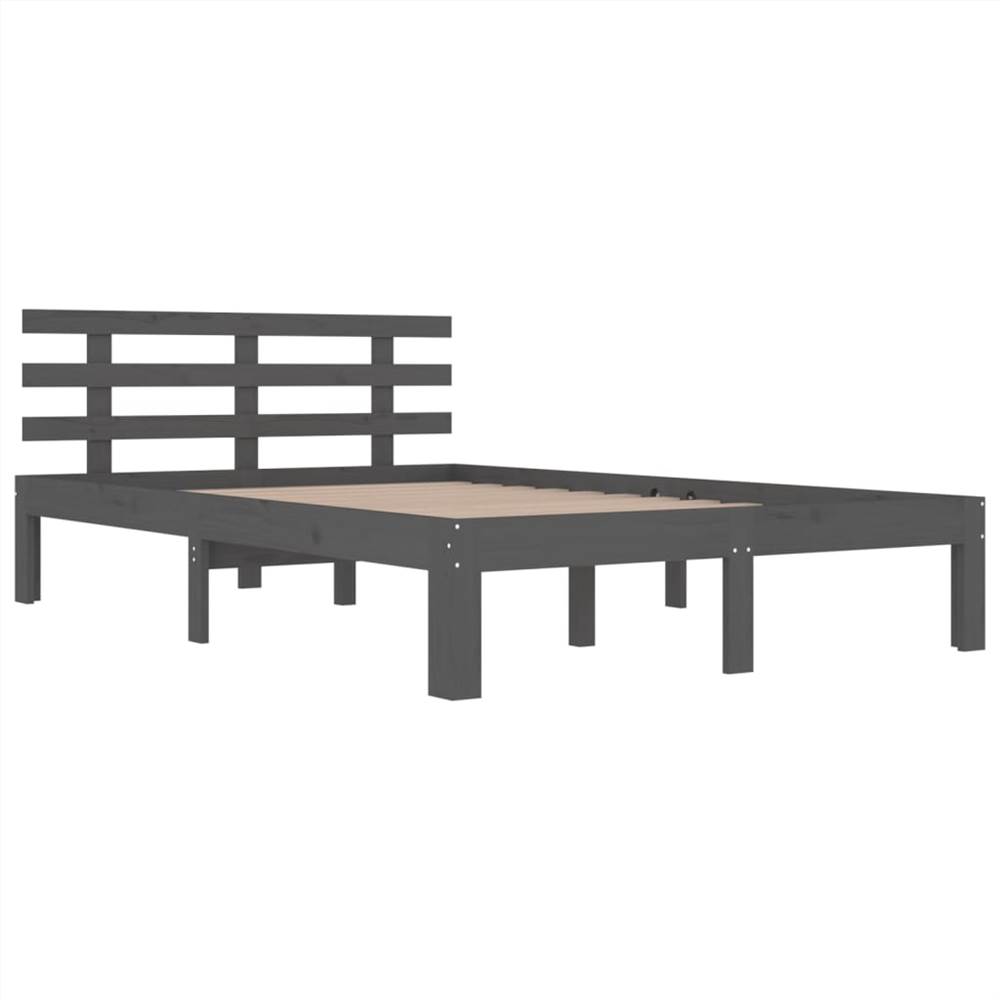 Bed Frame Grey Solid Wood 150x200 cm 5FT King Size