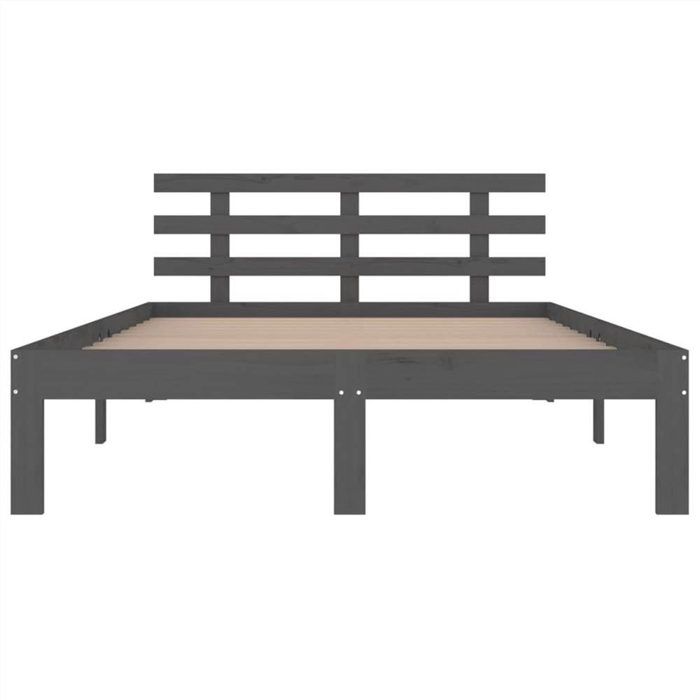 Bed Frame Grey Solid Wood 150x200 cm 5FT King Size