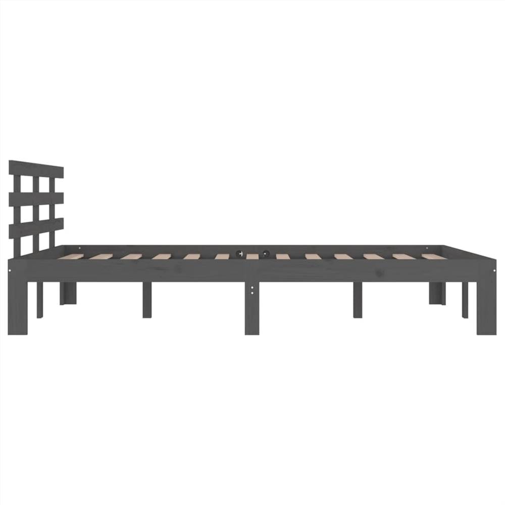 Bed Frame Grey Solid Wood 150x200 cm 5FT King Size