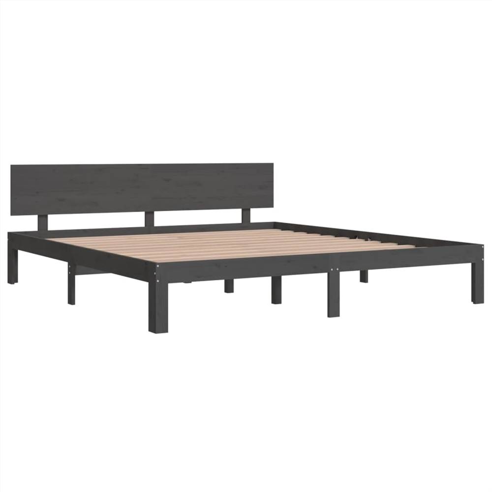 Bed Frame Grey Solid Wood 180x200 cm 6FT Super King