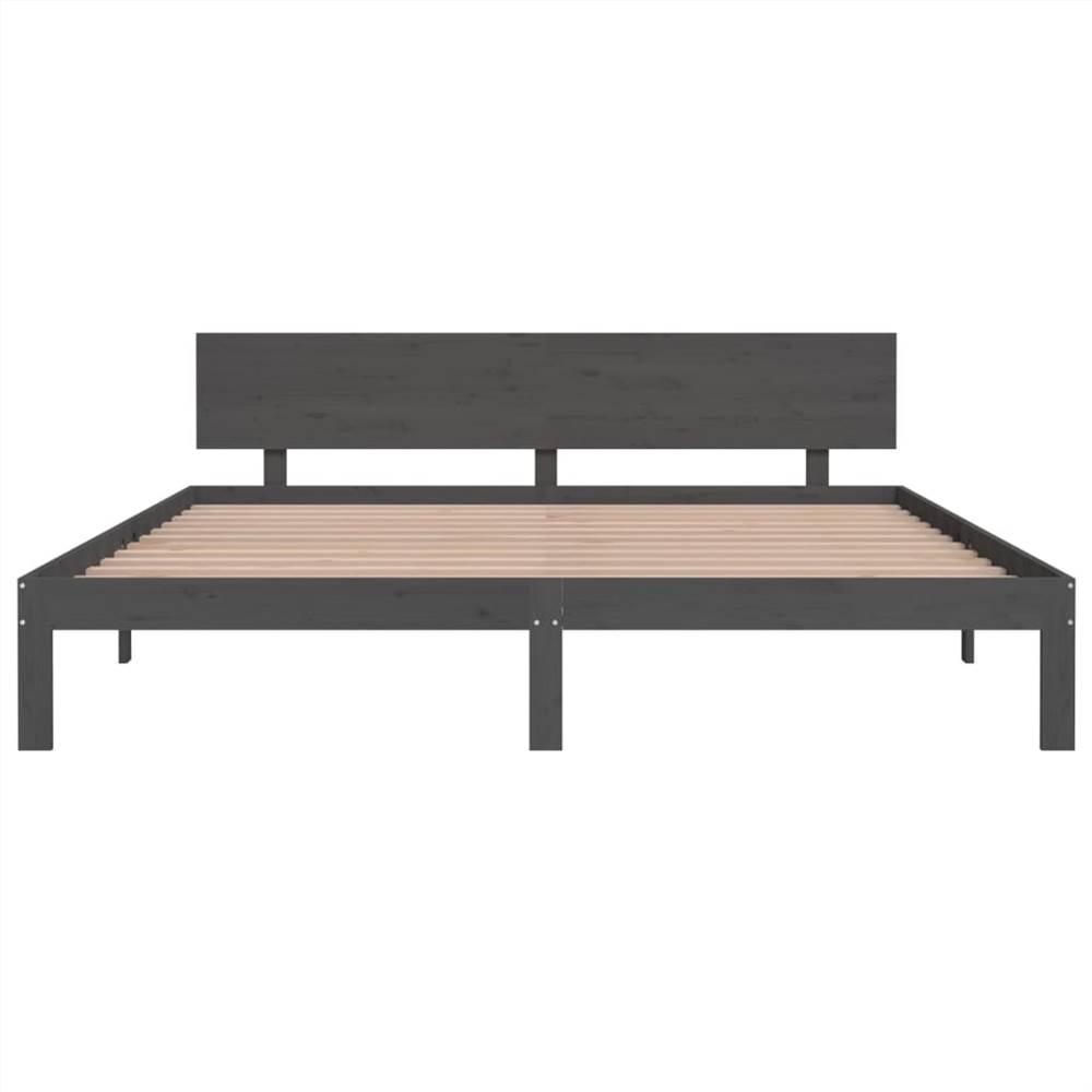 Bed Frame Grey Solid Wood 180x200 cm 6FT Super King