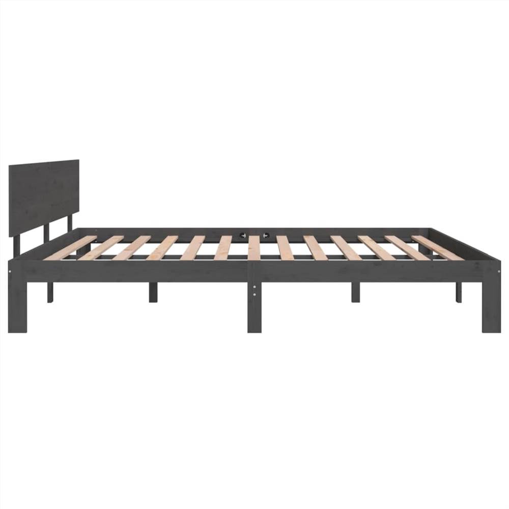 Bed Frame Grey Solid Wood 180x200 cm 6FT Super King