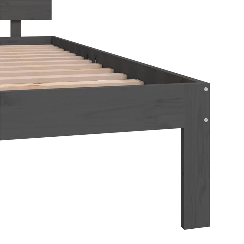 Bed Frame Grey Solid Wood 180x200 cm 6FT Super King
