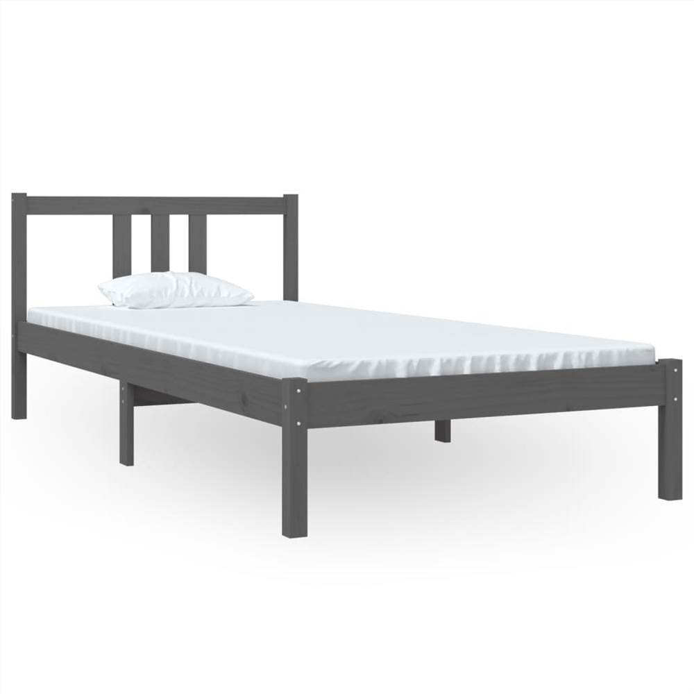 Bed Frame Grey Solid Wood 90x200 cm