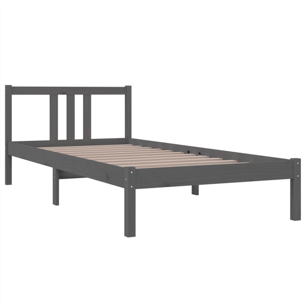 Bed Frame Grey Solid Wood 90x200 cm