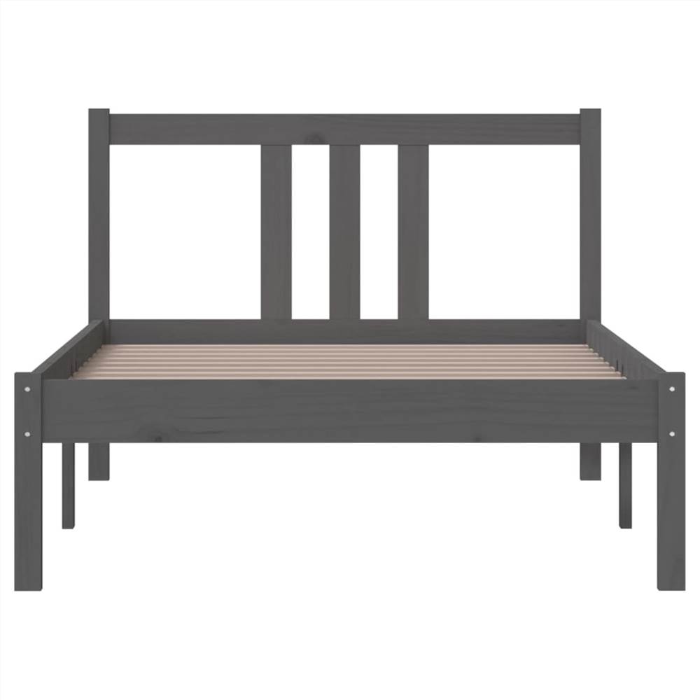 Bed Frame Grey Solid Wood 90x200 cm