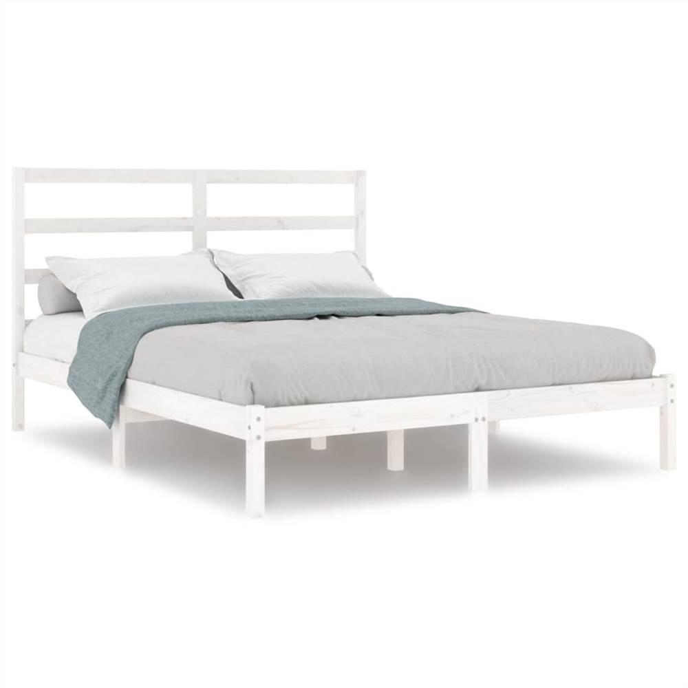 Bed Frame White Solid Wood 120x190 cm 4FT Small Double