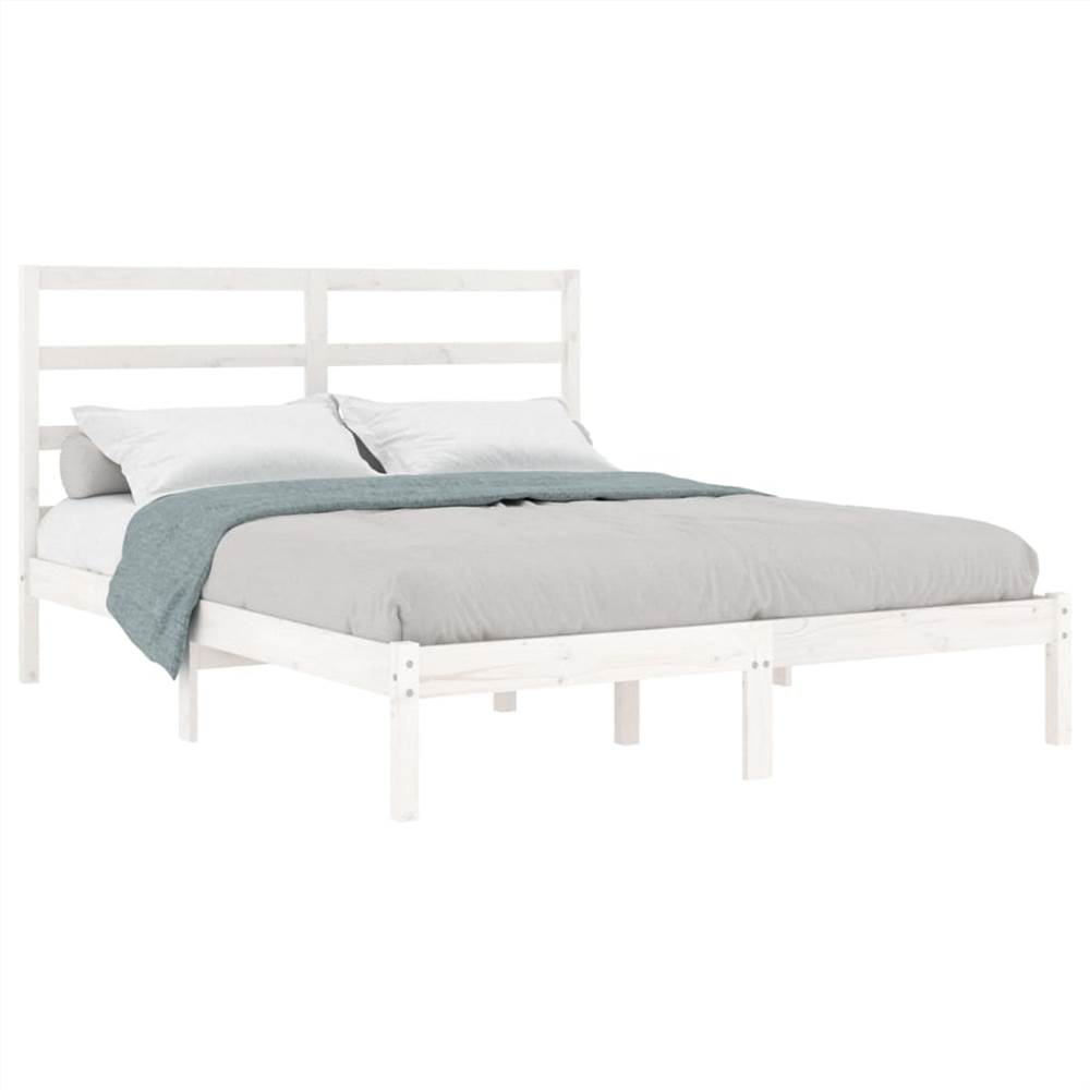 Bed Frame White Solid Wood 120x190 cm 4FT Small Double