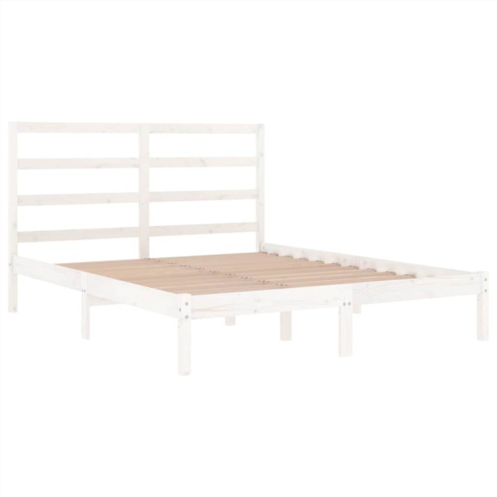 Bed Frame White Solid Wood 120x190 cm 4FT Small Double