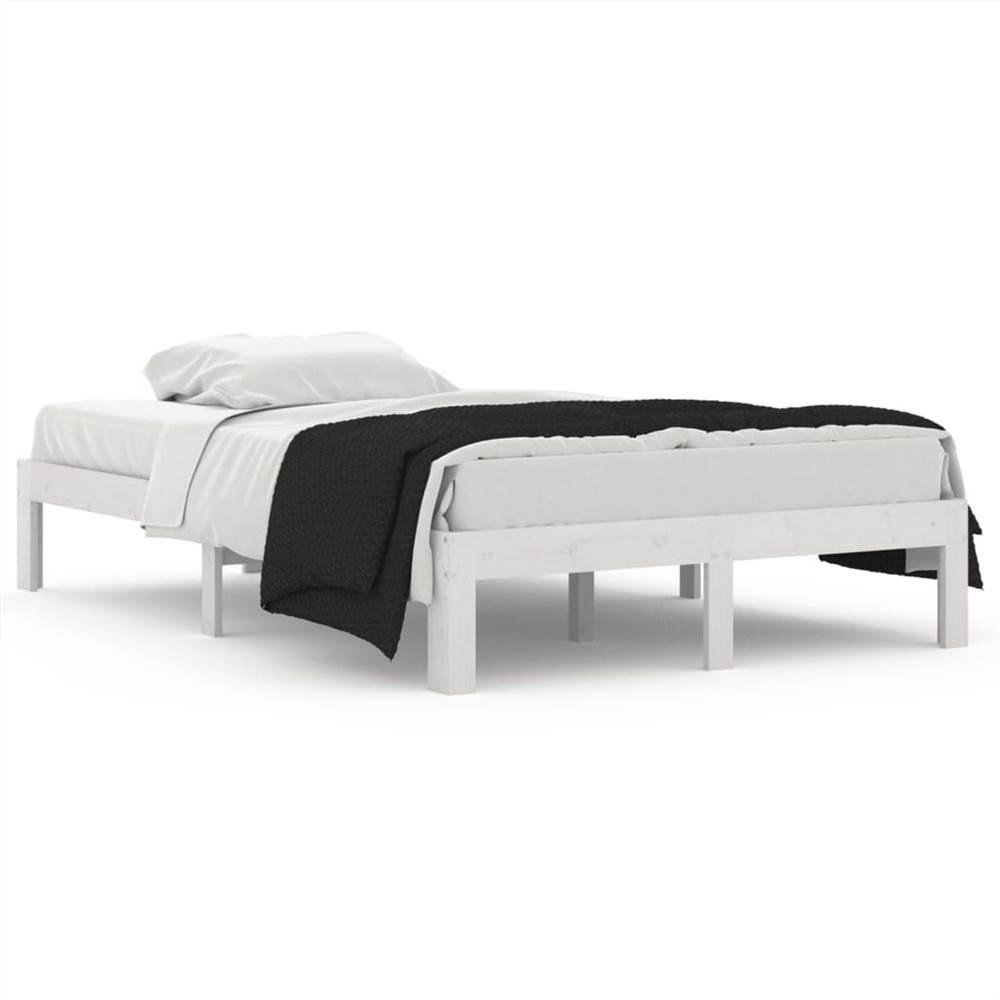 Bed Frame White Solid Wood 120x200 cm 4FT Small Double