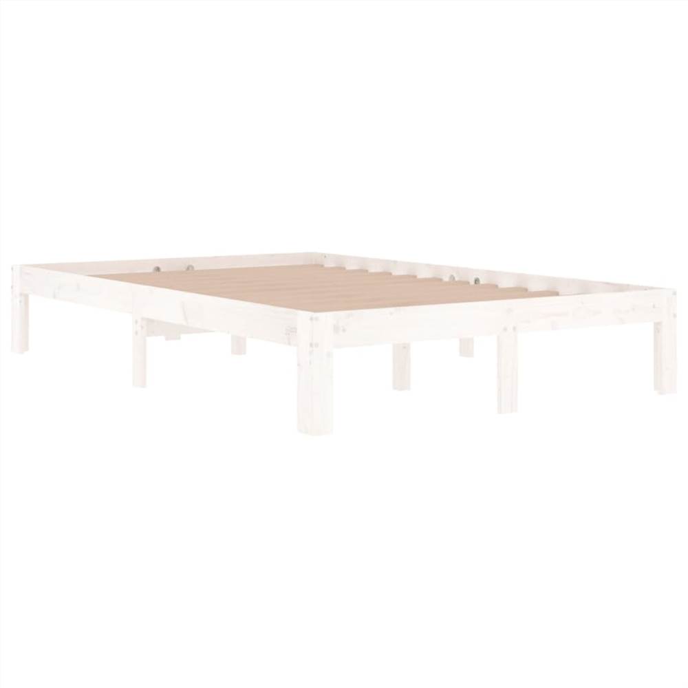 Bed Frame White Solid Wood 120x200 cm 4FT Small Double