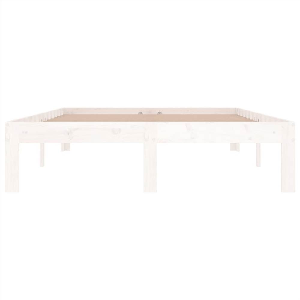 Bed Frame White Solid Wood 120x200 cm 4FT Small Double
