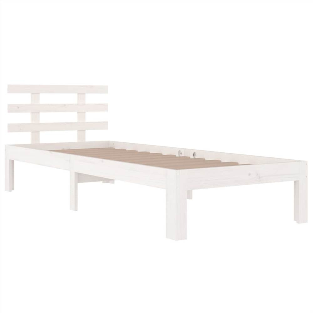 Bed Frame White Solid Wood 90x190 cm 3FT Single
