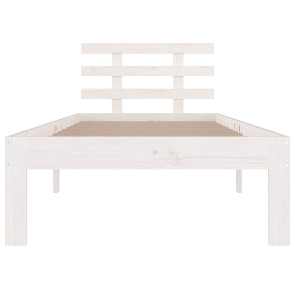 Bed Frame White Solid Wood 90x190 cm 3FT Single
