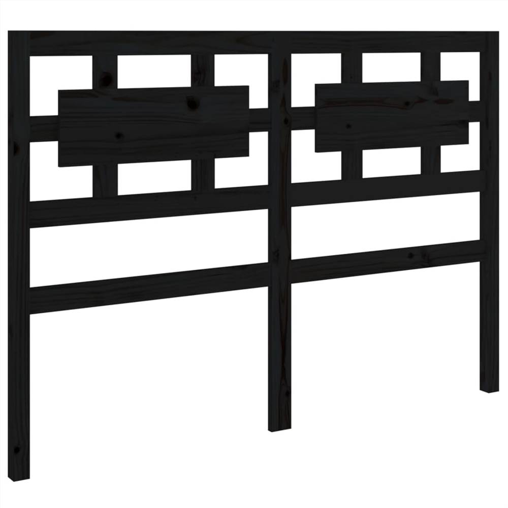 Bed Headboard Black 125.5x4x100 cm Solid Wood Pine