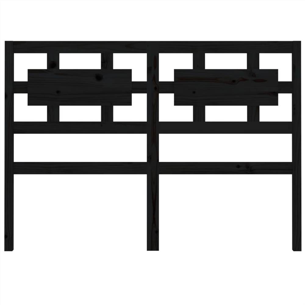 Bed Headboard Black 125.5x4x100 cm Solid Wood Pine