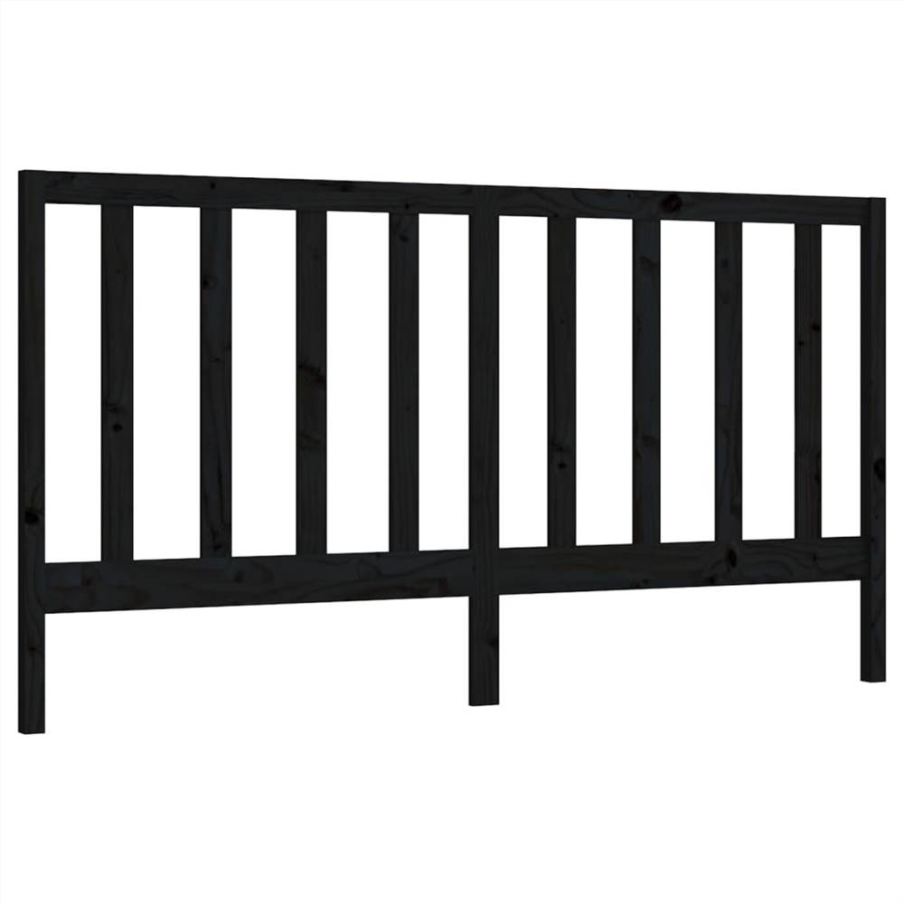 Bed Headboard Black 186x4x100 cm Solid Wood Pine