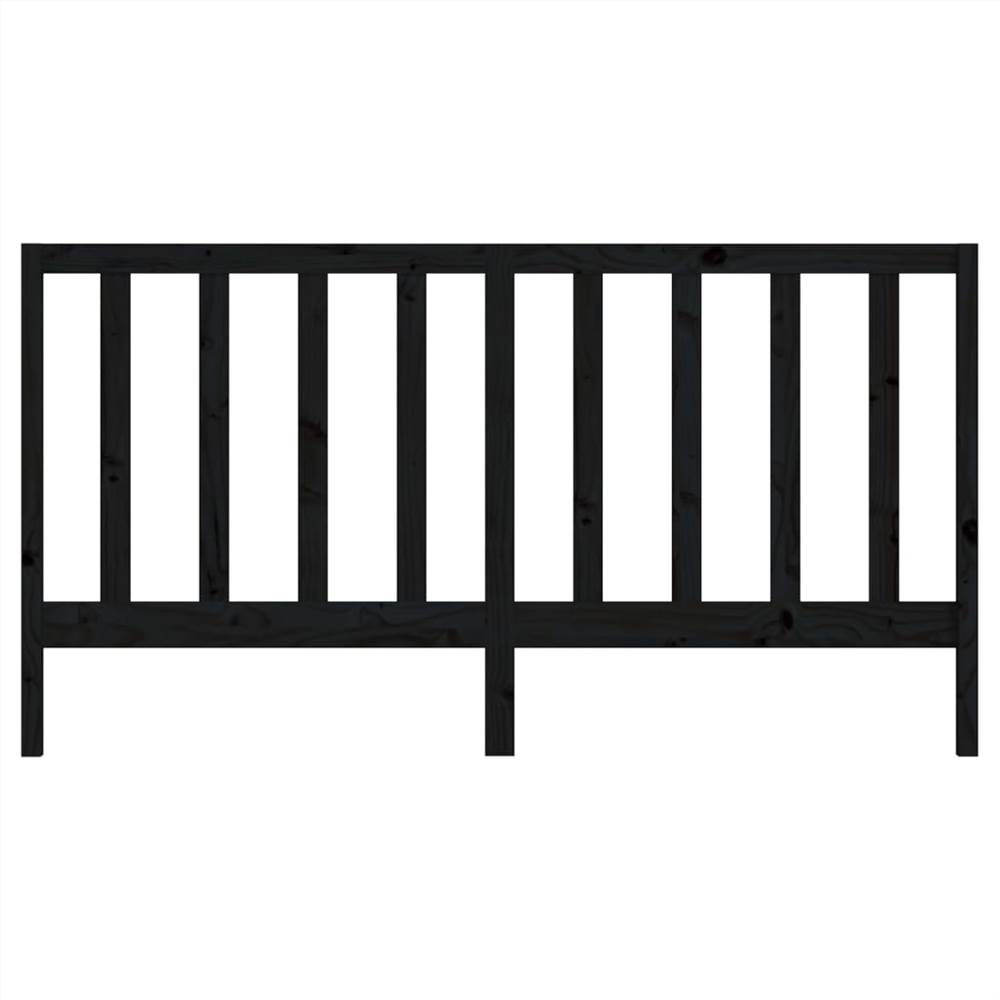 Bed Headboard Black 186x4x100 cm Solid Wood Pine