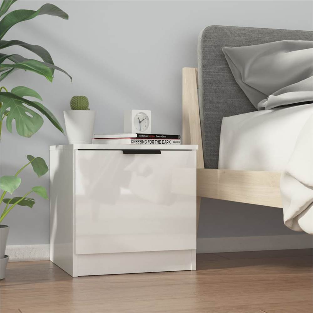 

Bedside Cabinet High Gloss White 40x39x40 cm