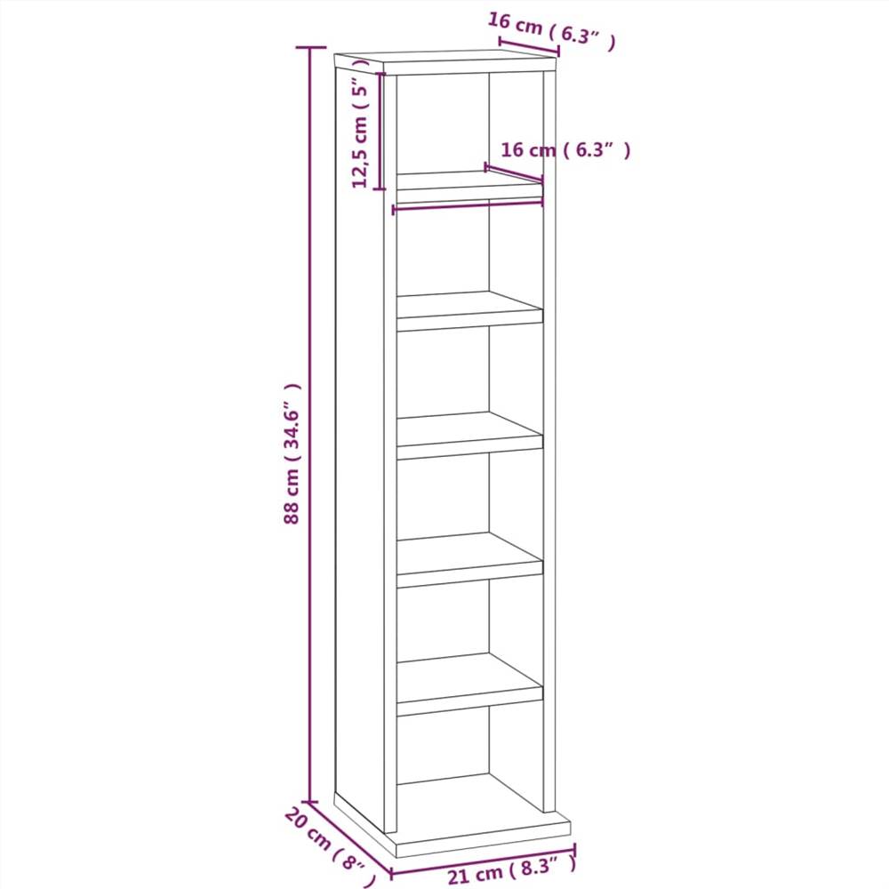 CD Cabinet Smoked Oak 21x20x88 cm Engineered Wood