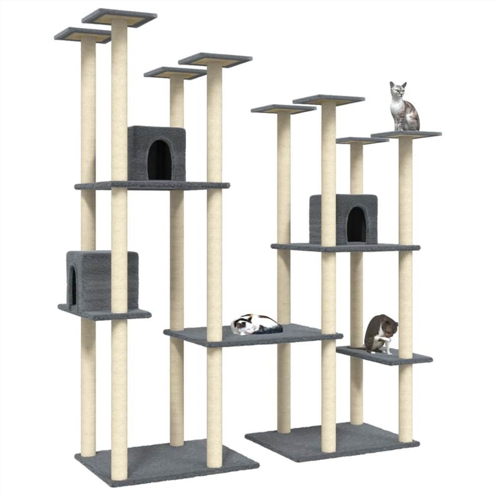 Cat Tree with Sisal Scratching Posts Dark Grey 174 cm