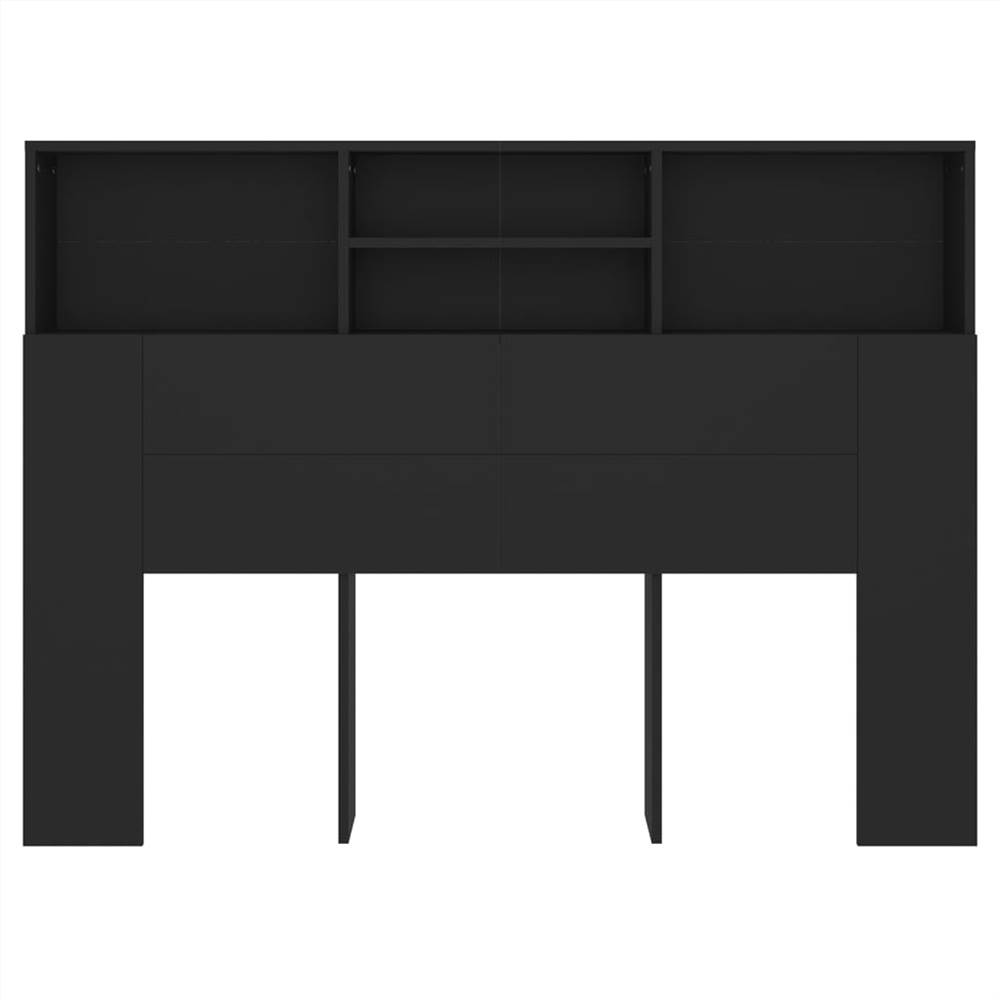 Headboard Cabinet Black 140x19x103.5 cm