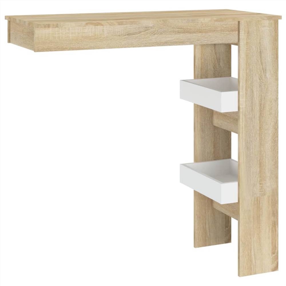 Wall Bar Table White&Sonoma Oak 102x45x103.5 cm Engineered Wood