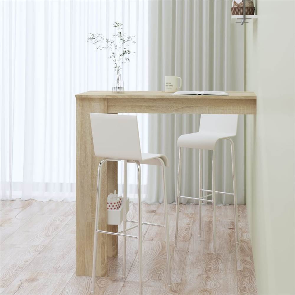 Wall Bar Table White&Sonoma Oak 102x45x103.5 cm Engineered Wood