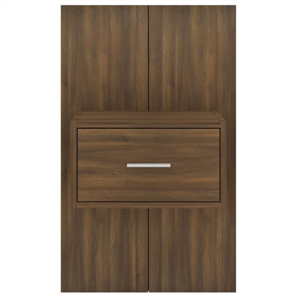Wall Bedside Cabinet Brown Oak Engineered Wood