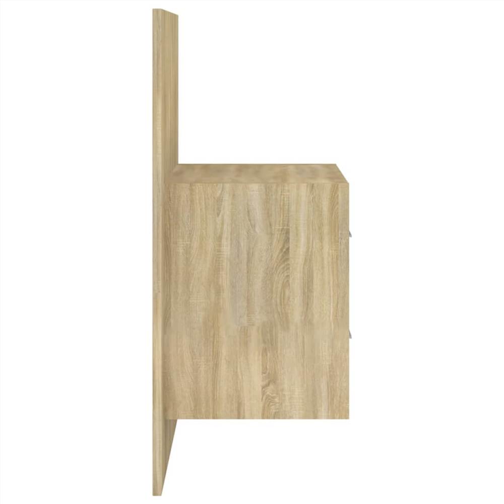 Wall Bedside Cabinet White and Sonoma Oak Engineered Wood