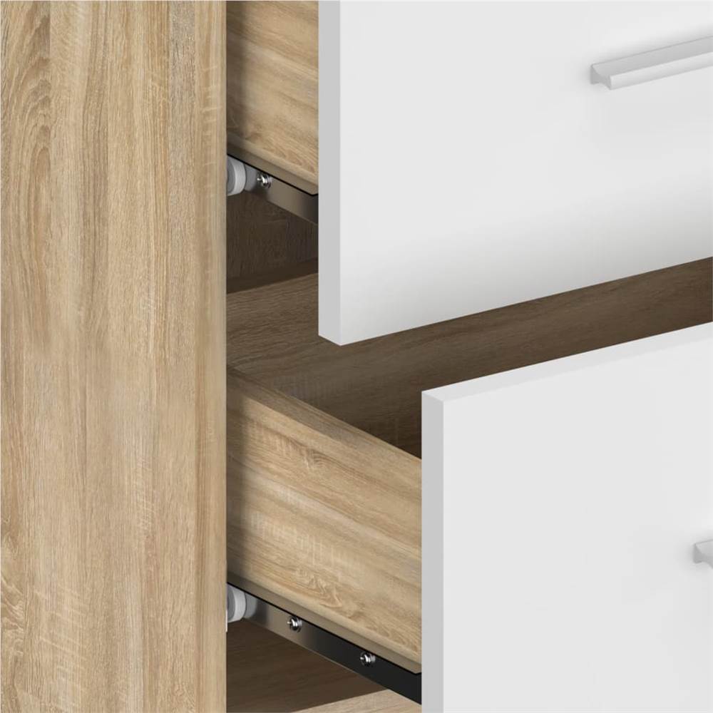 Wall Bedside Cabinet White and Sonoma Oak Engineered Wood