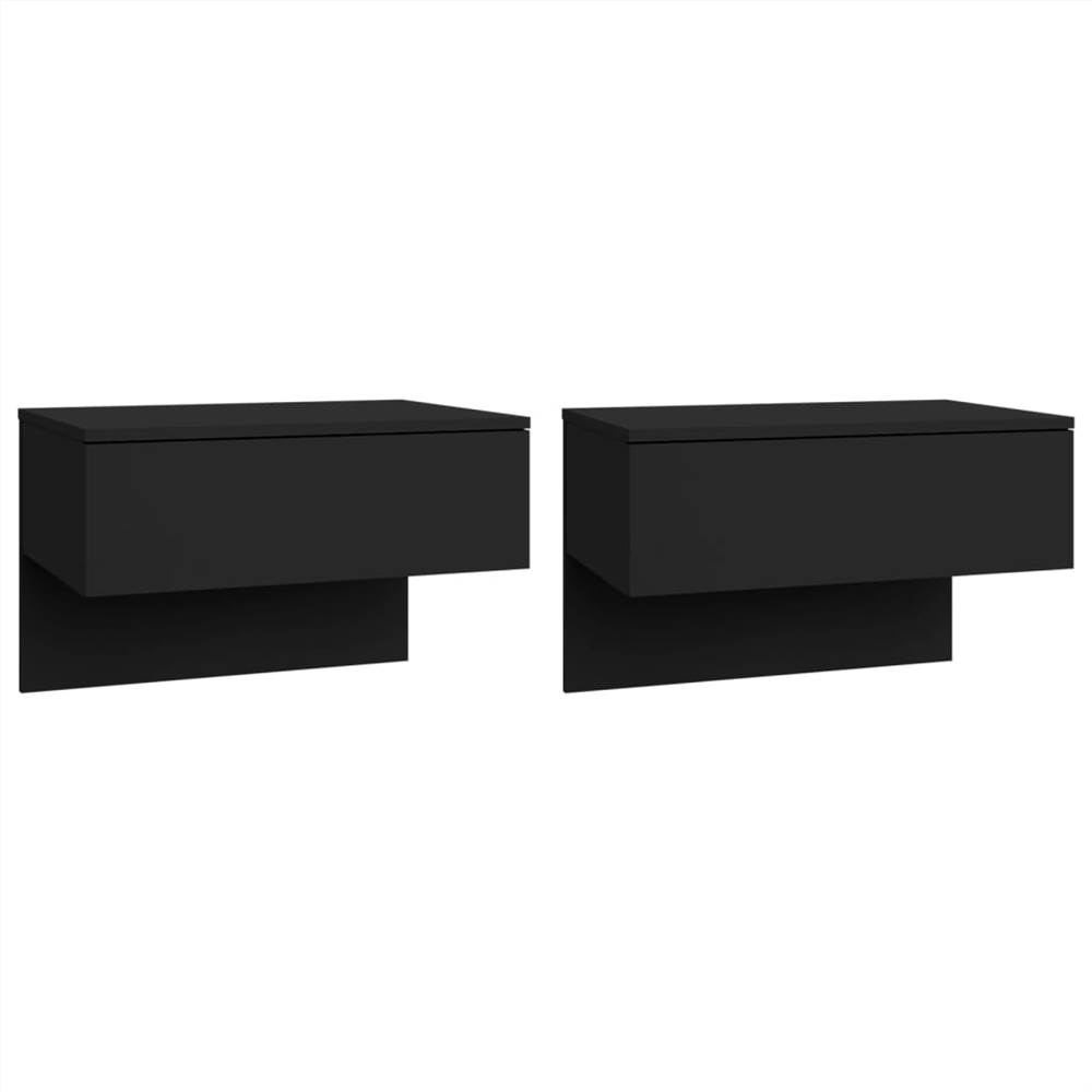 Wall Bedside Cabinets 2 pcs Black Engineered Wood