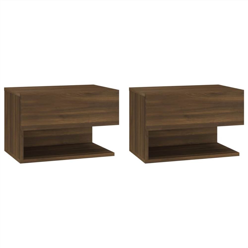 Wall Bedside Cabinets 2 pcs Brown Oak Engineered Wood