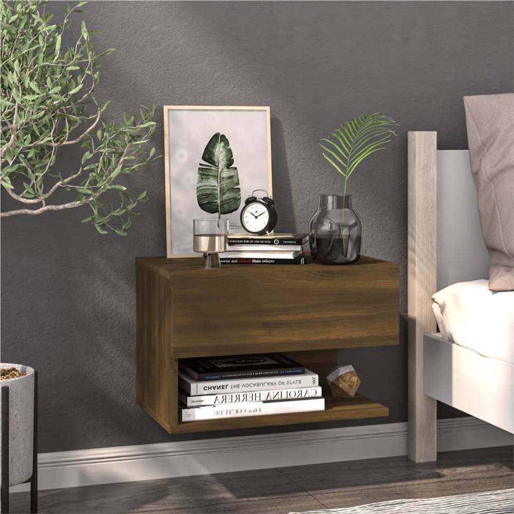 Wall Bedside Cabinets 2 pcs Brown Oak Engineered Wood