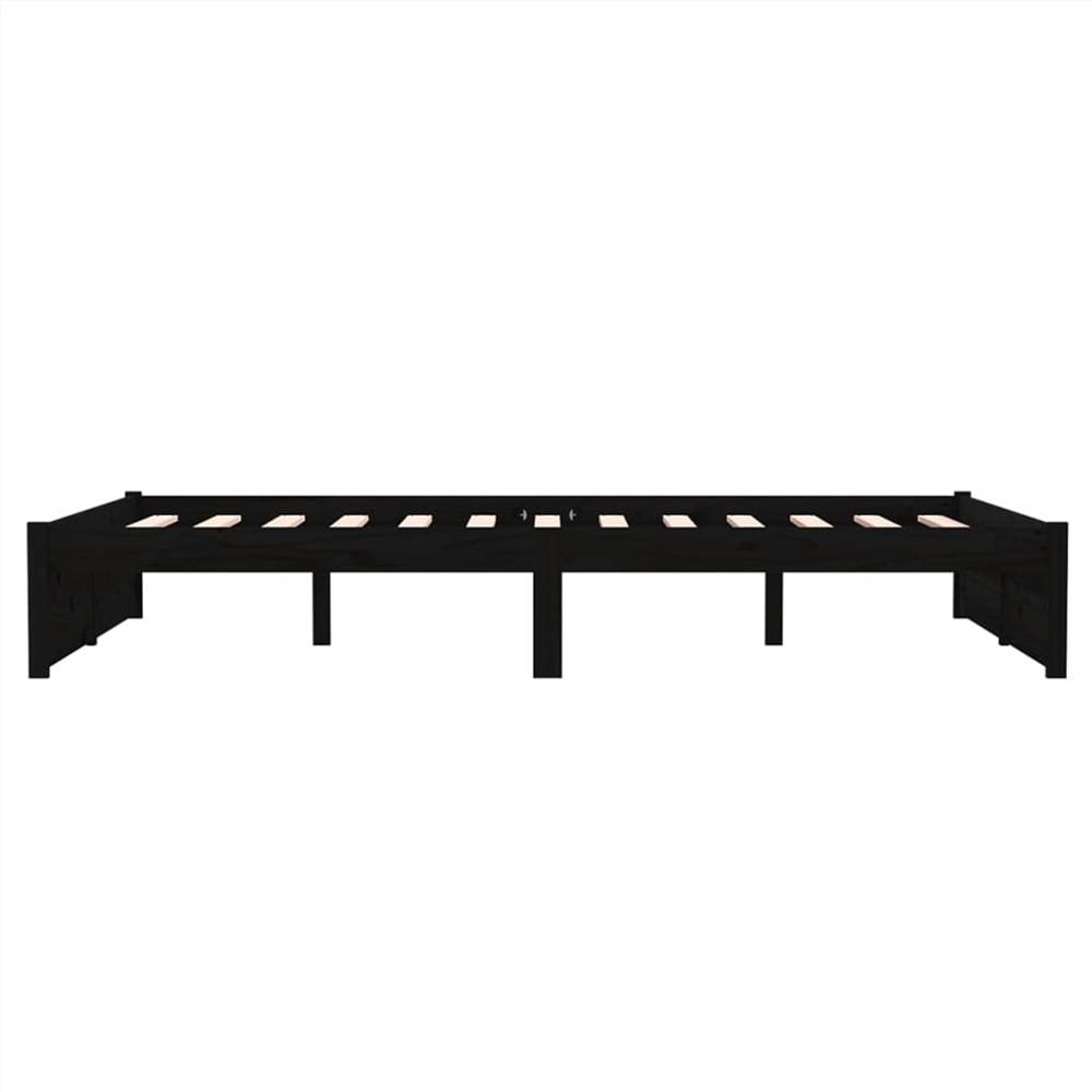 Bed Frame Black Solid Wood 120x190 cm 4FT Small Double