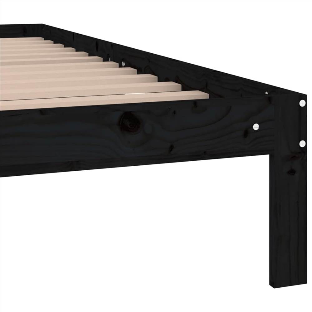 Bed Frame Black Solid Wood 160x200 cm 5FT King Size