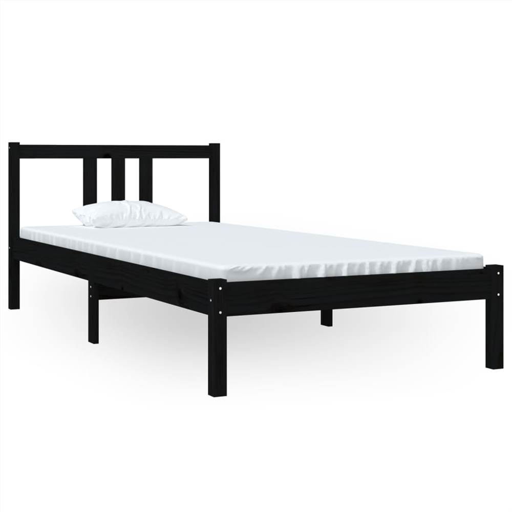 Bed Frame Black Solid Wood 90x200 cm