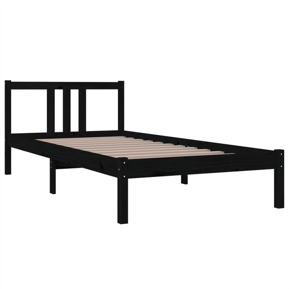 Bed Frame Black Solid Wood 90x200 cm