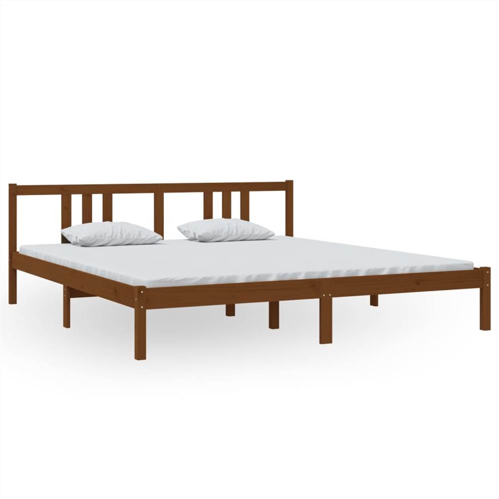 Bed Frame Honey Brown Solid Wood 180x200 cm Super King