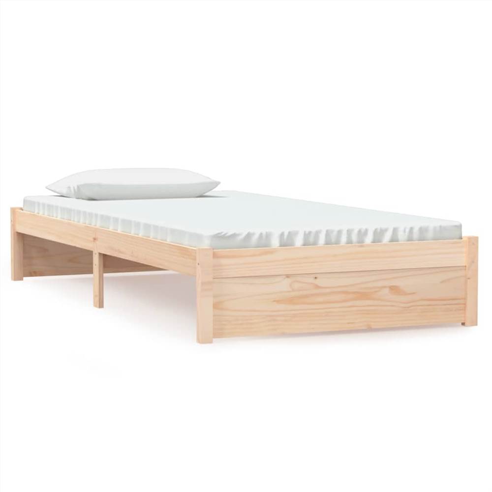 Bed Frame White Solid Wood 100x200 cm