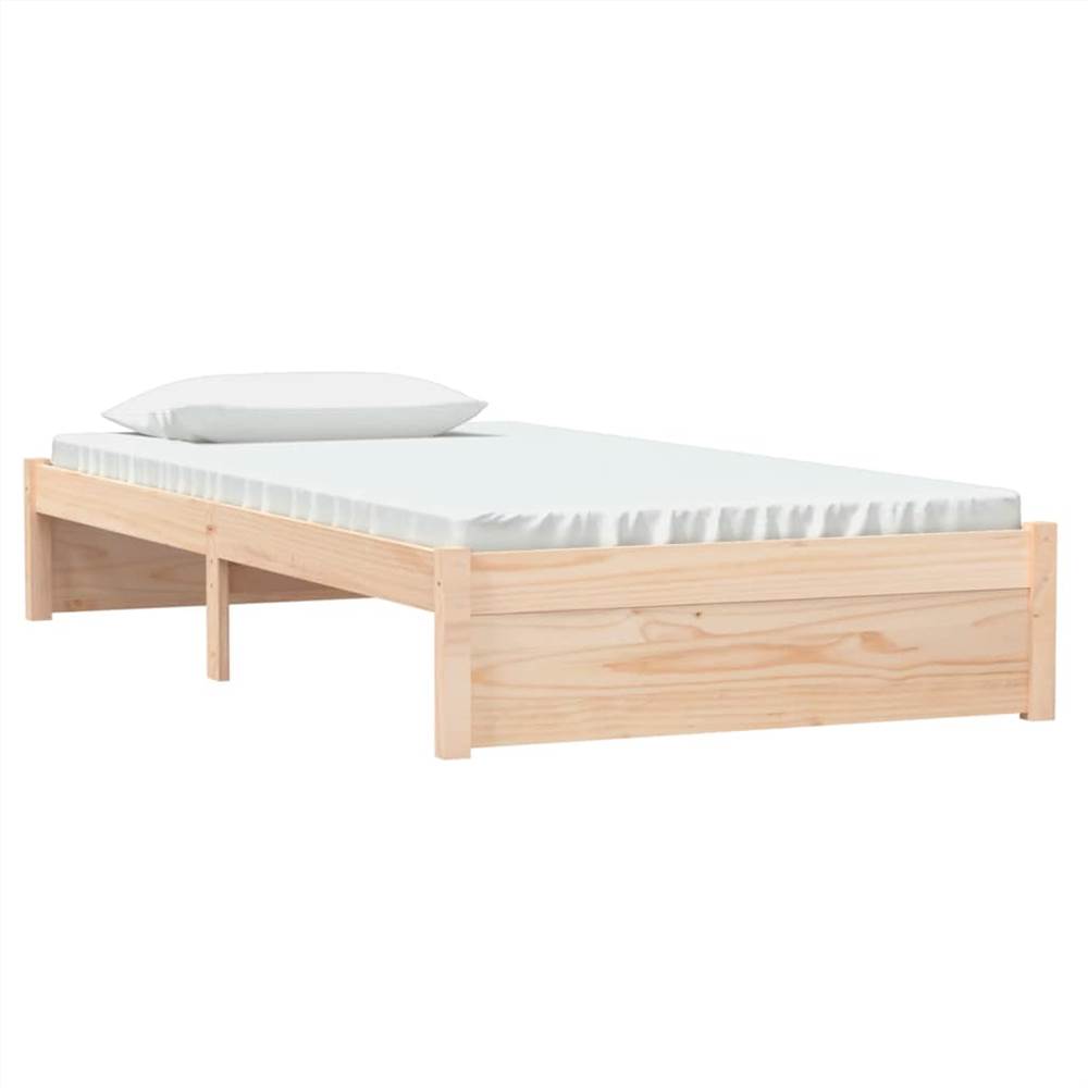 Bed Frame White Solid Wood 100x200 cm