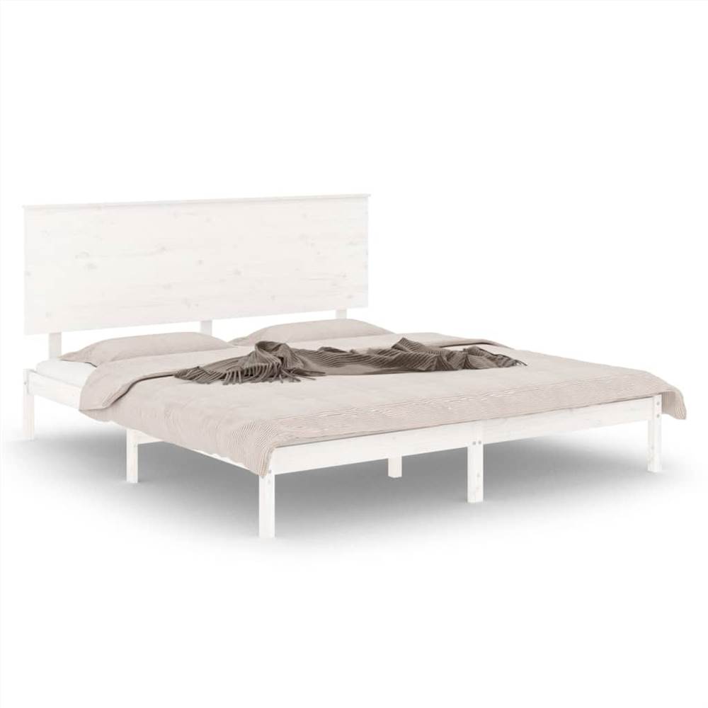 Bed Frame White Solid Wood Pine 200x200 cm