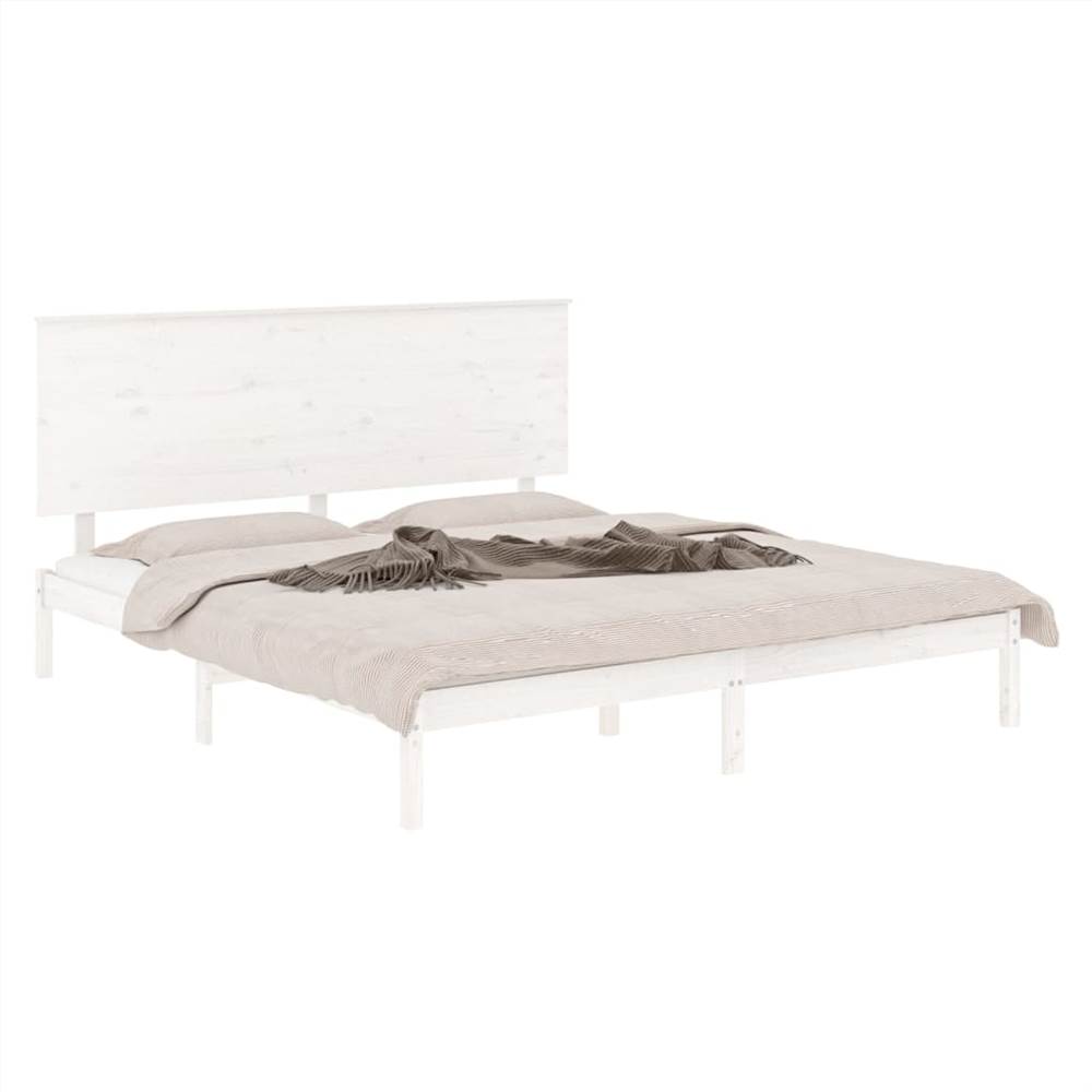Bed Frame White Solid Wood Pine 200x200 cm