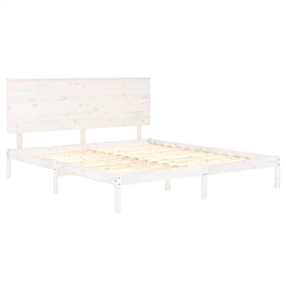 Bed Frame White Solid Wood Pine 200x200 cm