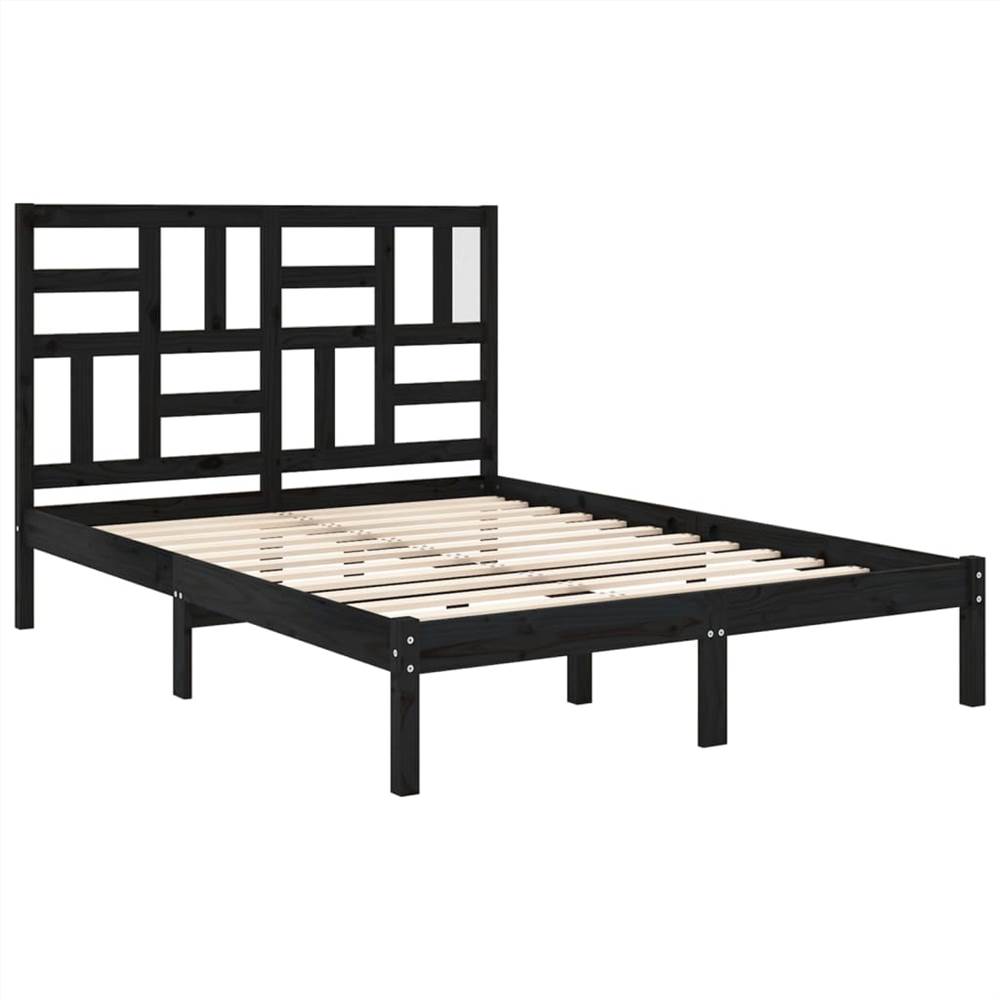 Bed Frame Black Solid Wood 150x200 cm 5FT King Size