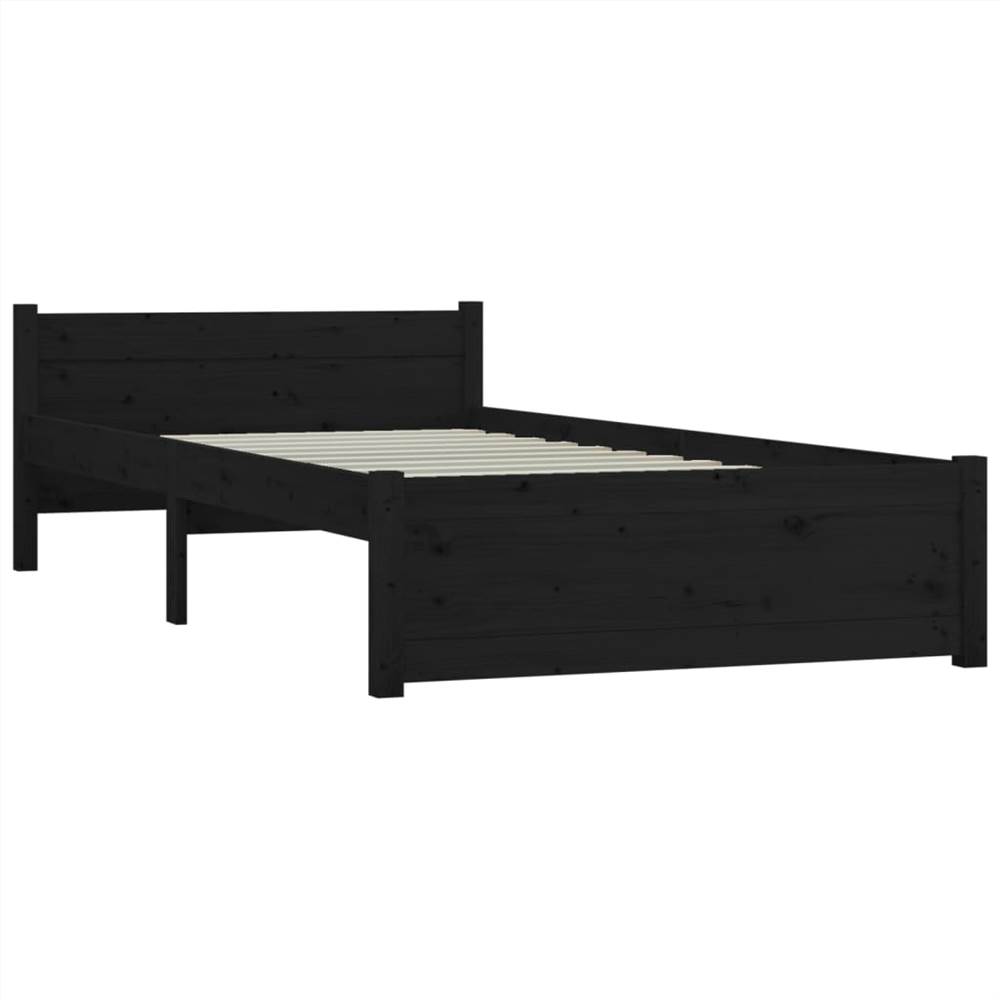 Bed Frame Black Solid Wood 90x200 cm